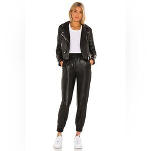 superdown Rinah Faux Leather Jogger Pant in Black